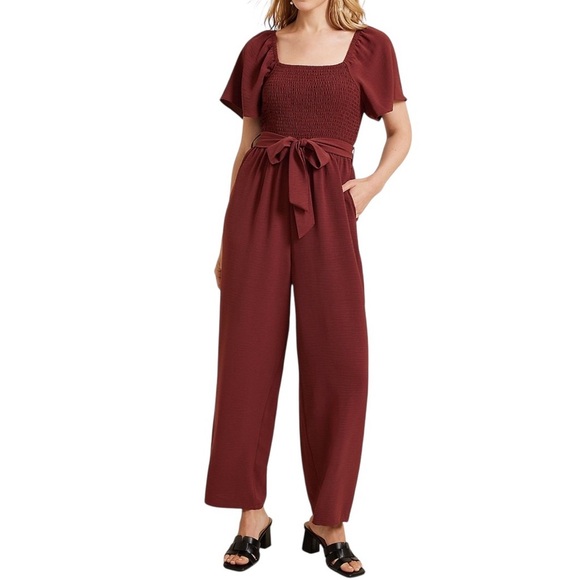 Maurices Smocked Flutter Sleeve Jumpsuit Women’s Size XS Belted - Picture 1 of 9